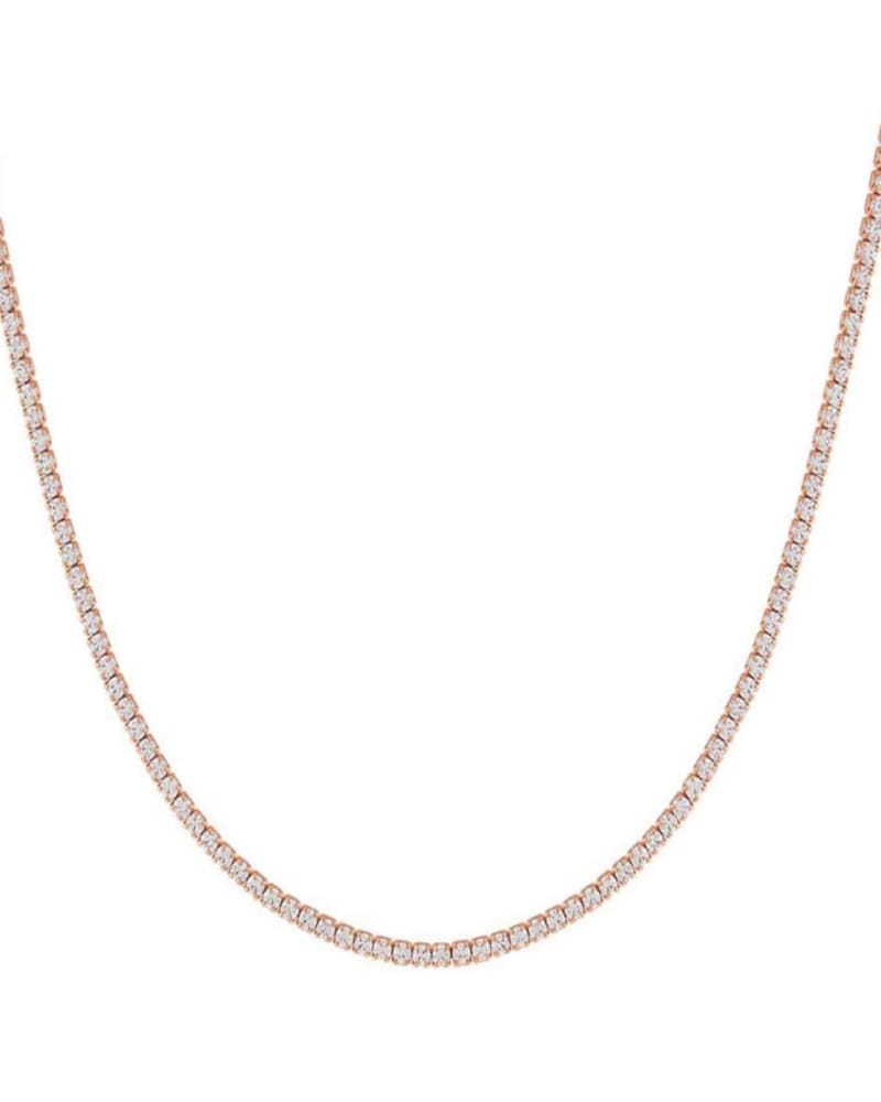 Front of a size 20" Classic Thin Tennis Necklace Rose Gold 20" in Rose Gold by By Adina Eden. | dia_product_style_image_id:293208